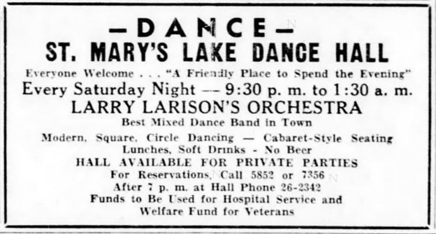 St. Marys Lake Dance Hall - 15 Dec 1950 Ad